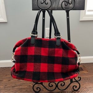 NWOT Charming Charlie Red Buffalo Weekender Bag